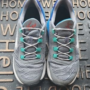Gray and Blue Athletic Shoes